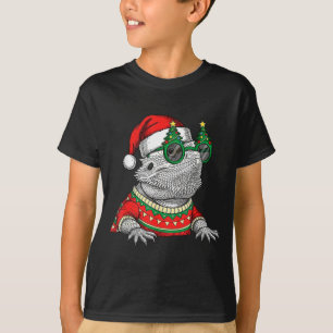 Funny Bearded Dragon Santa Hat Christmas  T-Shirt