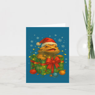Funny Bearded Dragons Santa Christmas Tree Lights  Card