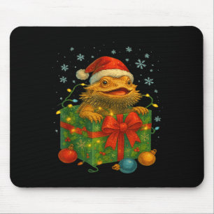 Funny Bearded Dragons Santa Christmas Tree Lights Mouse Pad