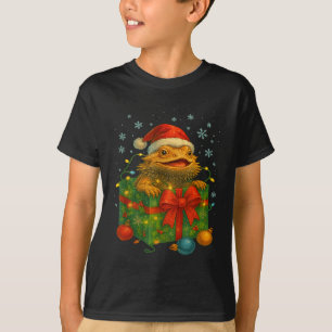 Funny Bearded Dragons Santa Christmas Tree Lights  T-Shirt