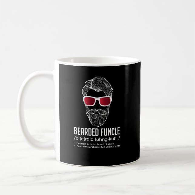 Funny Bearded Funcle Definition Novelty Coffee Mug (Left)