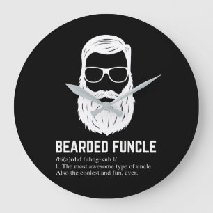 Funny Bearded Funcle long sleeve for Men Large Clock