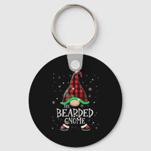 Funny Bearded Gnome Buffalo Plaid Matching Christm Keychain