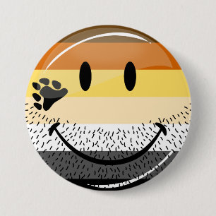 Funny Bearded Happy Gay Bear Pride Flag 3 Inch Round Button