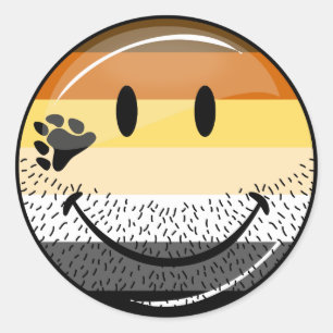 Funny Bearded Happy Gay Bear Pride Flag Classic Round Sticker