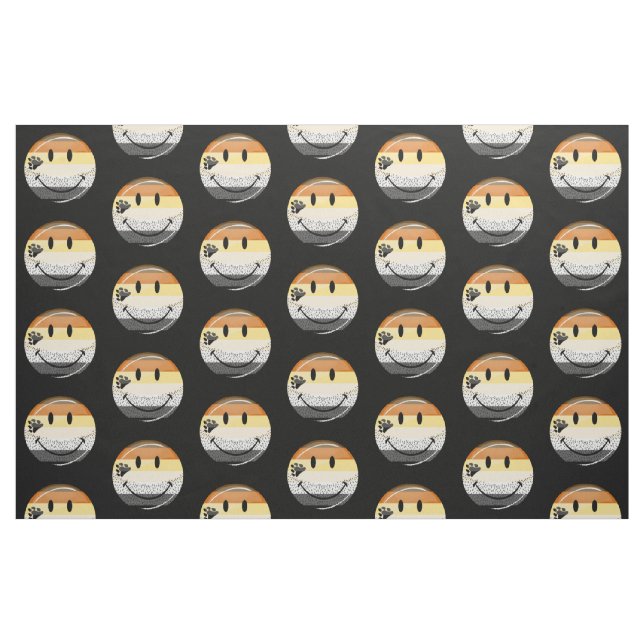 Funny Bearded Happy Gay Bear Pride Flag Fabric (Fat Quarter)