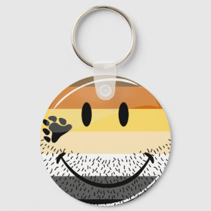 Funny Bearded Happy Gay Bear Pride Flag Keychain