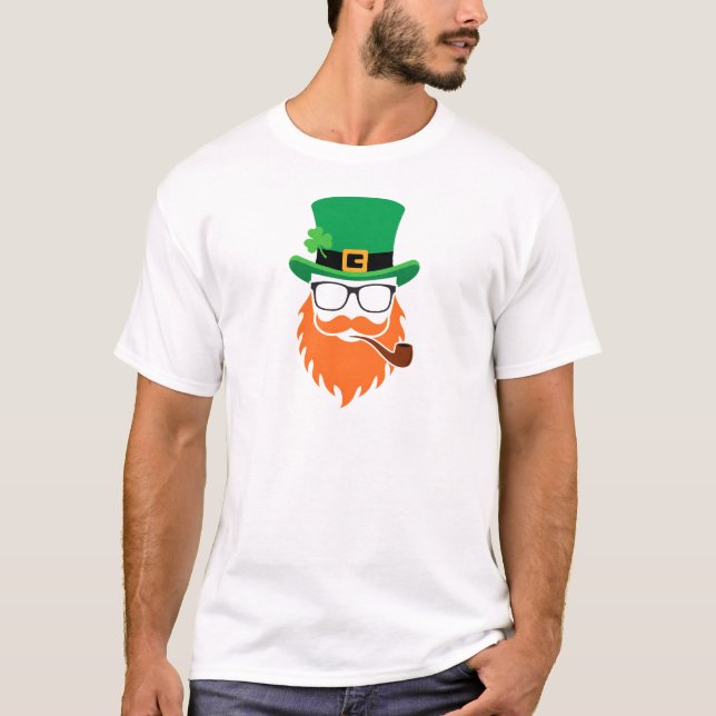Funny Bearded Leprechaun St Patricks Day T-Shirt (Front)