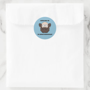 Funny Bearded Professor Cartoon, Genius or Dumb Classic Round Sticker
