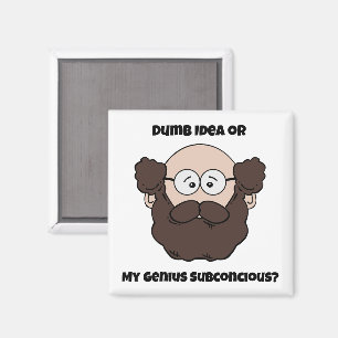 Funny Bearded Professor Cartoon, Genius or Dumb Magnet