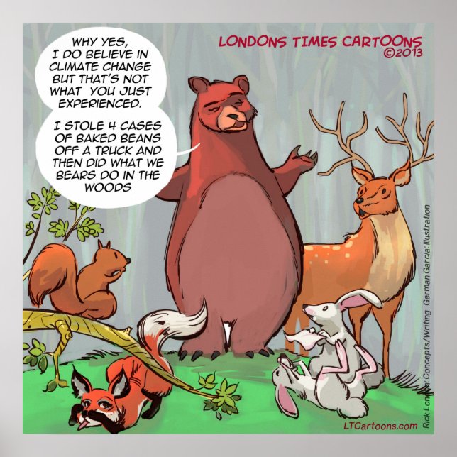 Funny Bear's Perspective Of Climate Change Poster (Front)