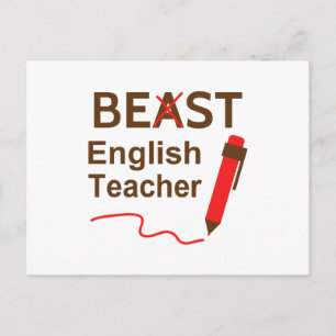 Funny Beast or Best English Teacher Appreciation Postcard