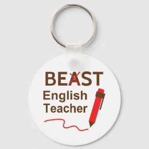Funny Beast or Best English Teacher Keychain