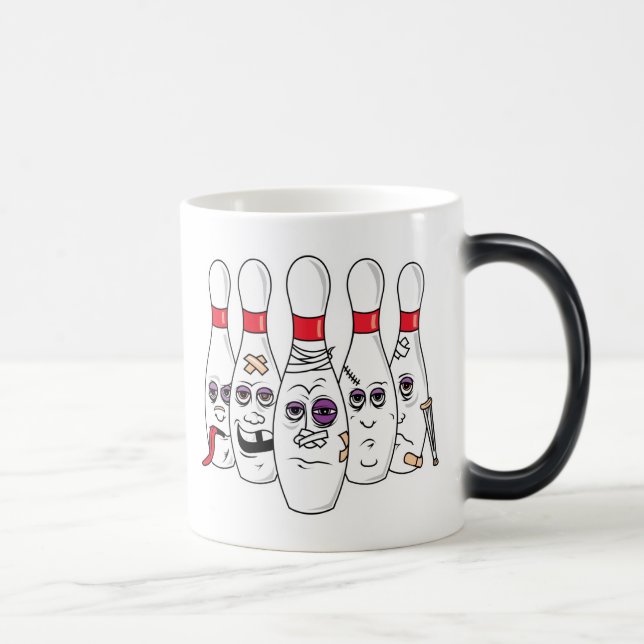 Funny Beat Up Bowling Pins Magic Mug (Right)