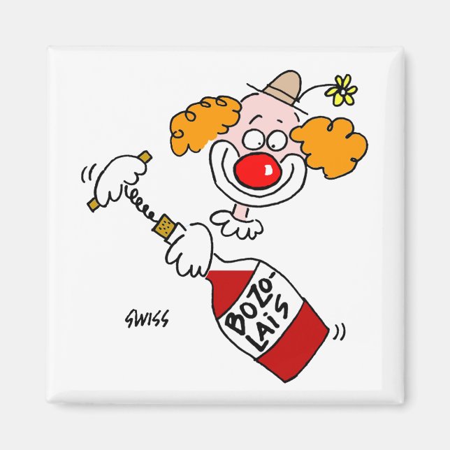 Funny Beaujolais Wine Cartoon Tasting Party Favour Magnet (Front)