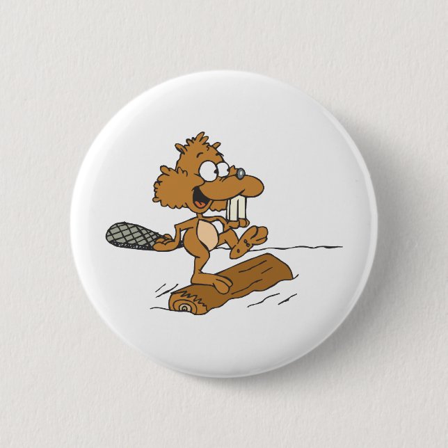 Funny Beaver 2 Inch Round Button (Front)
