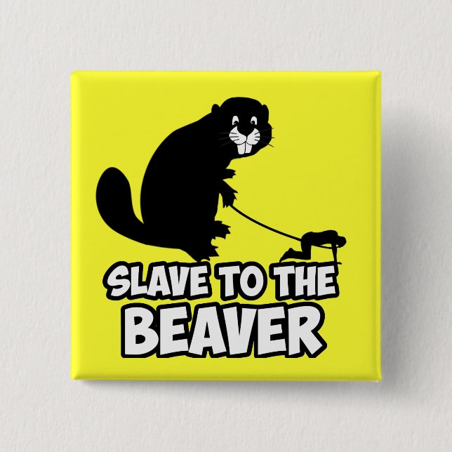 Funny Beaver 2 Inch Square Button (Front)