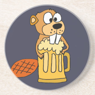 Funny Beaver Drinking Beer Coaster