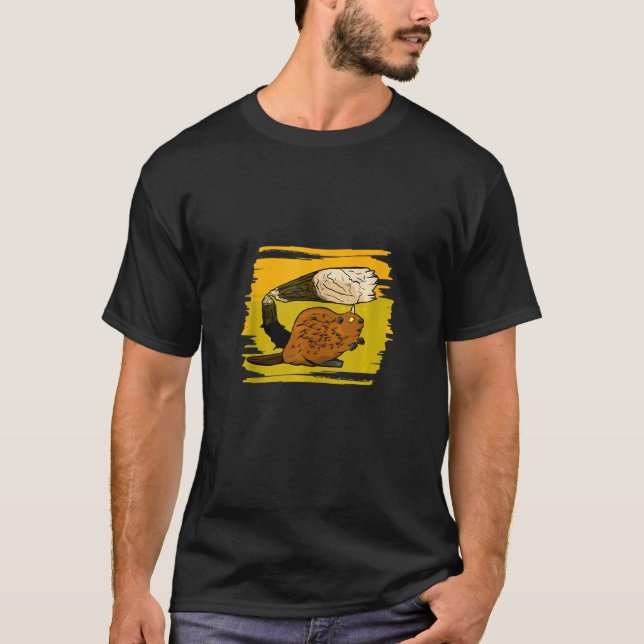 Funny Beaver Gets Tree On His Head T-Shirt (Front)