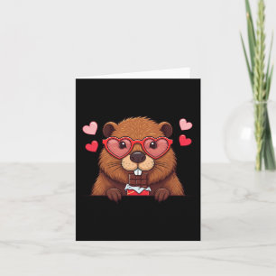 Funny Beaver Heart Chocolate Valentine Womens Mens Card