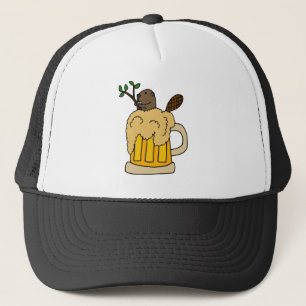 Funny Beaver in Beer Mug Trucker Hat