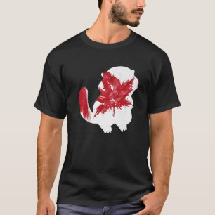 Funny Beaver In Maple Leaf Canadian Flag Happy Can T-Shirt
