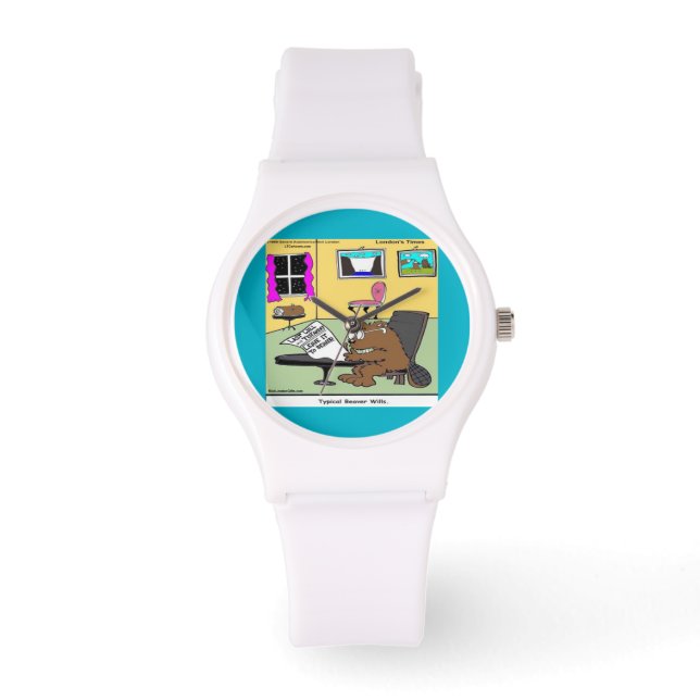 Funny Beaver Living Will Womens Silicone Watch (Front)