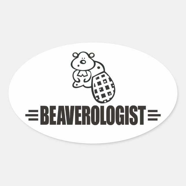 Funny Beaver Oval Sticker (Front)