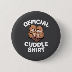 Funny Beavers Hugging Cuddle 2 Inch Round Button