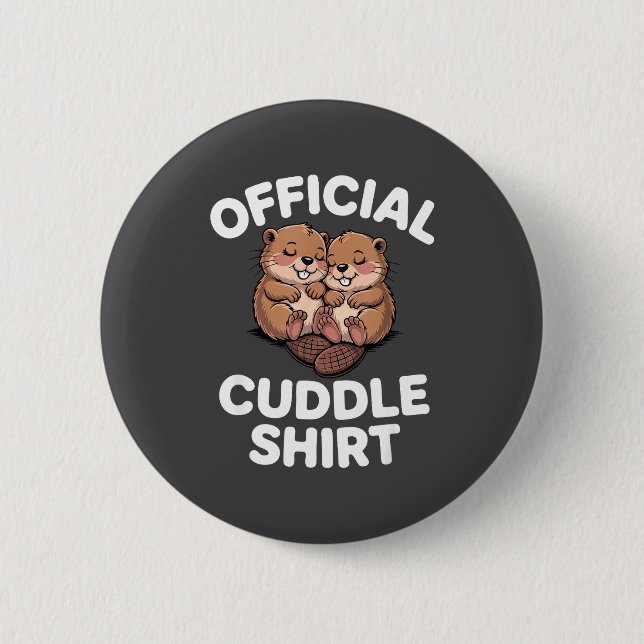 Funny Beavers Hugging Cuddle  2 Inch Round Button (Front)