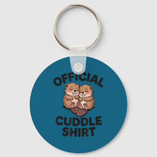 Funny Beavers Hugging Cuddle  Keychain