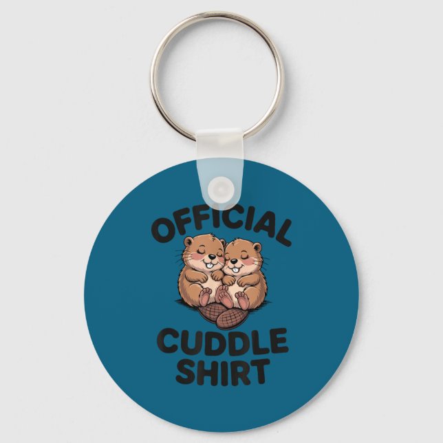 Funny Beavers Hugging Cuddle  Keychain (Front)
