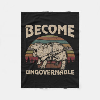 Funny Become Ungovernable Moo Deng Cute Ba Fleece Blanket