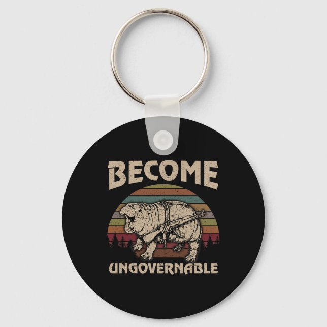 Funny Become Ungovernable Moo Deng Cute Ba  Keychain (Front)