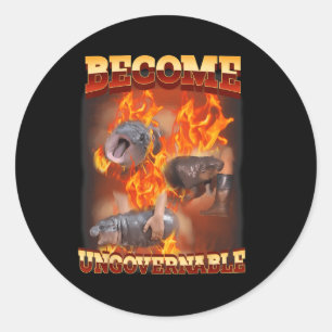 Funny Become Ungovernable Moo Deng In Fire Ba  Classic Round Sticker