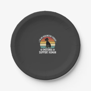 Funny Bedlington Terrier Emotional Support Human R Paper Plate