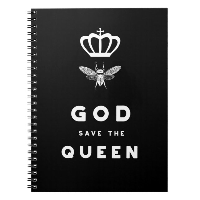 Funny Bee. God Save the Queen. Nerdy Humour Notebook (Front)