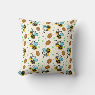 Funny bee pattern throw pillow