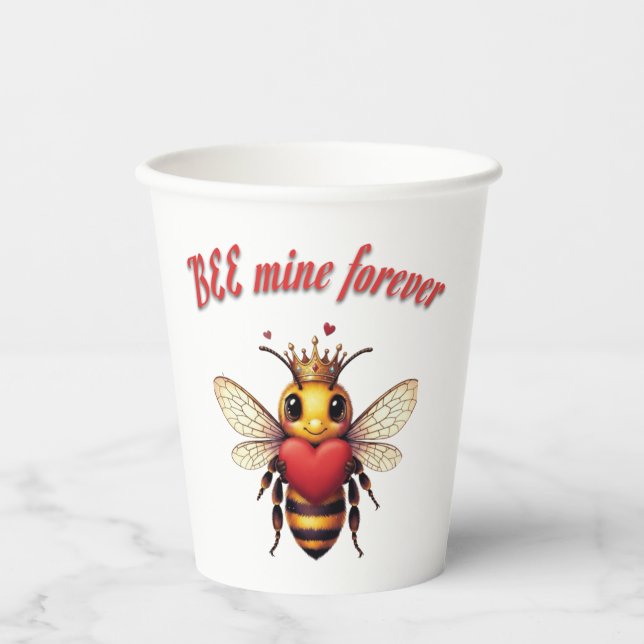 Funny Bee Pun Valentine  Paper Cups (Front)