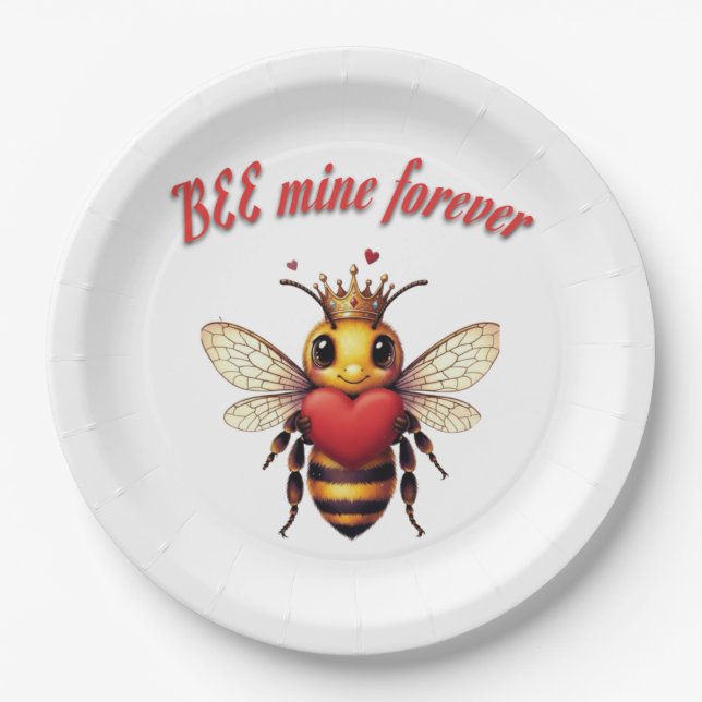 Funny Bee Pun Valentine  Paper Plate (Front)