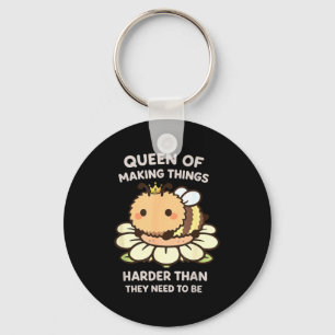 Funny bee queen lover meme kawaii funny girls wome keychain