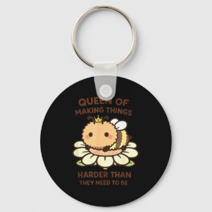 Funny bee queen lover meme kawaii funny girls wome keychain