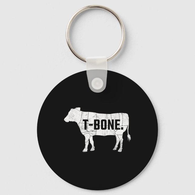 Funny Beef Bbq T-bone Steak Shirt  Keychain (Front)