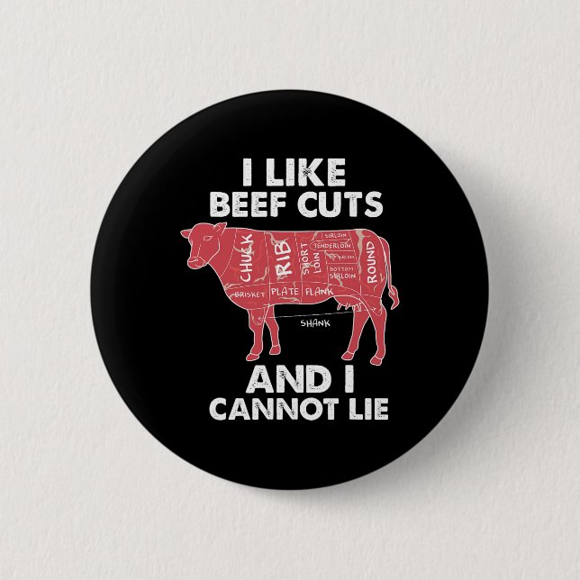 Funny Beef Cuts Chart I Bbq Butcher  2 Inch Round Button (Front)