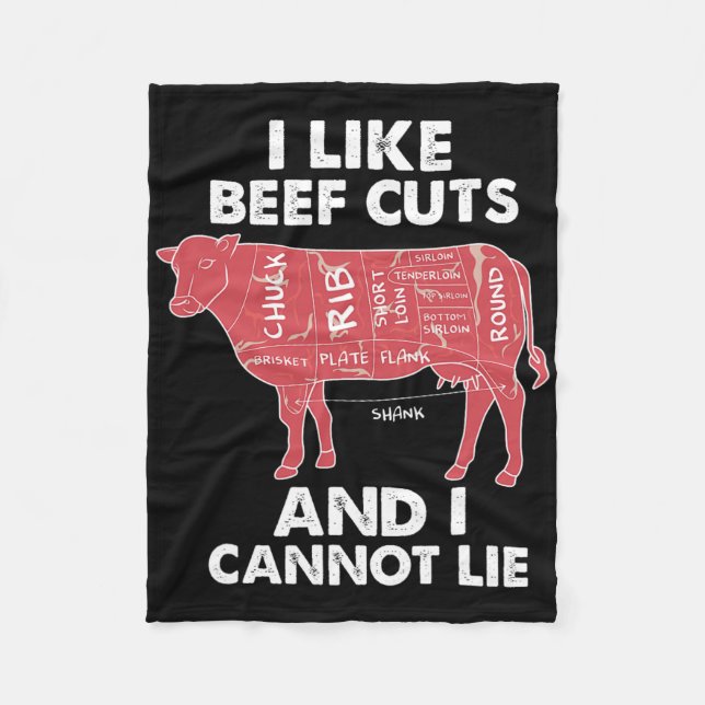 Funny Beef Cuts Chart I Bbq Butcher  Fleece Blanket (Front)