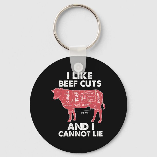 Funny Beef Cuts Chart I Bbq Butcher  Keychain (Front)