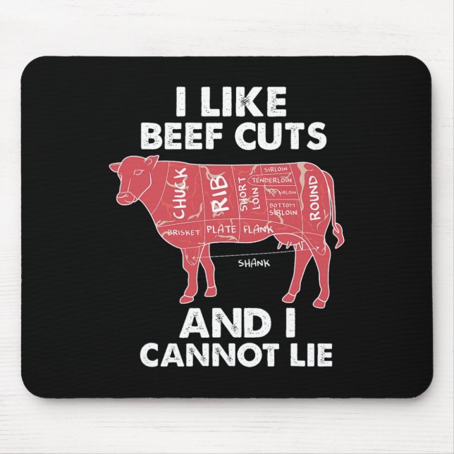 Funny Beef Cuts Chart I Bbq Butcher  Mouse Pad (Front)