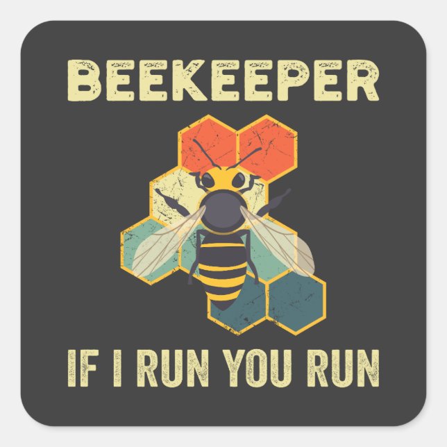 Funny Beekeeper Bee Honeycomb Beekeeping Square Sticker (Front)