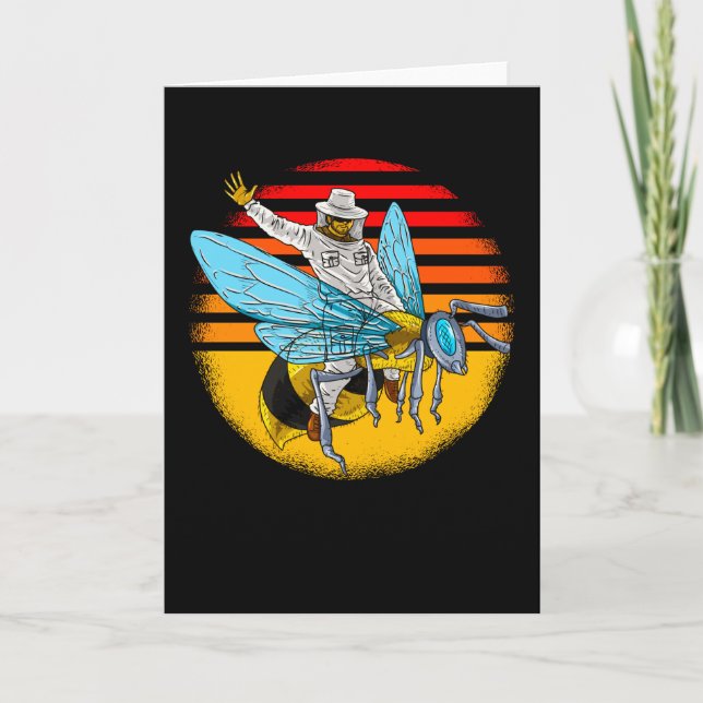 Funny Beekeeper On Honeybee bee keeper Card (Front)