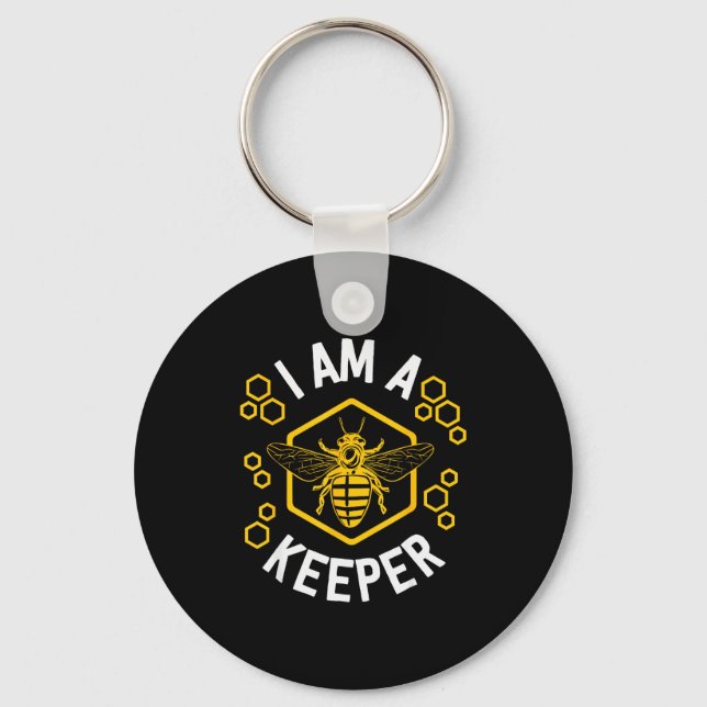 Funny Beekeeper Shirt Men Women I Am A Keeper Beek Keychain (Front)